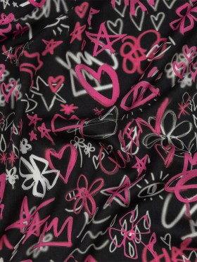 Rayon Challis – Pink and Black Graffiti Doodles – Spontaneous Collaboration Print – Mood Exclusive Metro Collection Rayon Challis – Pink and Black Graffiti Doodles – Spontaneous Collaboration Print – Mood Exclusive Metro Collection