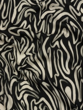 Rayon Challis – Black and White Abstract Lines – Gallery Tour Print – Mood Exclusive Metro Collection Rayon Challis – Black and White Abstract Lines – Gallery Tour Print – Mood Exclusive Metro Collection
