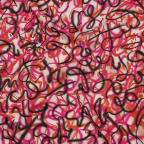 Rayon Challis – Pink Spraypaint Scribbles – Love Notorious Print – Mood Exclusive Metro Collection Rayon Challis – Pink Spraypaint Scribbles – Love Notorious Print – Mood Exclusive Metro Collection