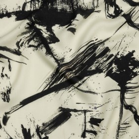 Rayon Challis – Black and White Abstract – Subway Lines Print – Mood Exclusive Metro Collection Rayon Challis – Black and White Abstract – Subway Lines Print – Mood Exclusive Metro Collection