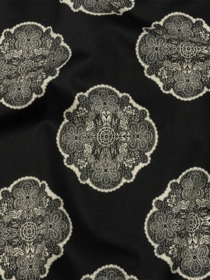 Stretch Cotton Sateen – Black Lacy Medallions – Cathedral Windows Print – Mood Exclusive Metro Collection Stretch Cotton Sateen – Black Lacy Medallions – Cathedral Windows Print – Mood Exclusive Metro Collection