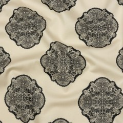 Stretch Cotton Sateen – White Lacy Medallions – Cathedral Windows Print – Mood Exclusive Metro Collection Stretch Cotton Sateen – White Lacy Medallions – Cathedral Windows Print – Mood Exclusive Metro Collection