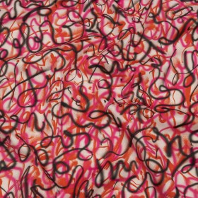 Stretch Cotton Sateen – Pink Spraypaint Scribbles – Love Notorious Print – Mood Exclusive Metro Collection Stretch Cotton Sateen – Pink Spraypaint Scribbles – Love Notorious Print – Mood Exclusive Metro Collection