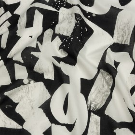 Cotton Voile – Black and White Graffiti Letters – Wall of Fame Print – Mood Exclusive Metro Collection Cotton Voile – Black and White Graffiti Letters – Wall of Fame Print – Mood Exclusive Metro Collection
