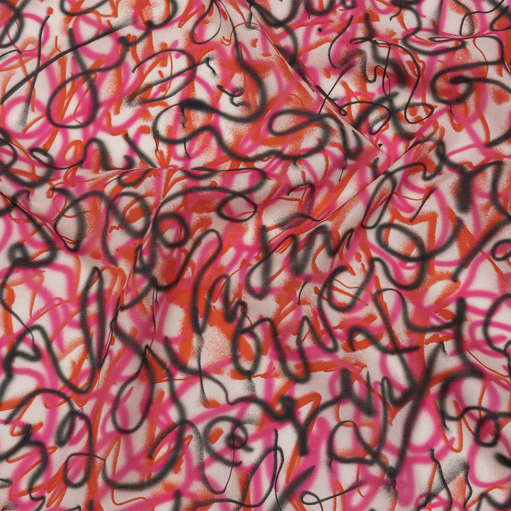 Cotton Voile – Pink Spraypaint Scribbles – Love Notorious Print – Mood Exclusive Metro Collection Cotton Voile – Pink Spraypaint Scribbles – Love Notorious Print – Mood Exclusive Metro Collection