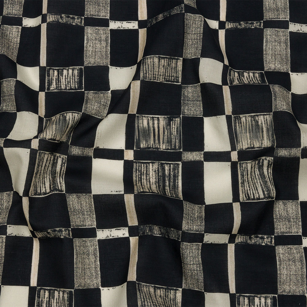 Cotton Voile – Black and White Checks – City Blocked Print – Mood Exclusive Metro Collection Cotton Voile – Black and White Checks – City Blocked Print – Mood Exclusive Metro Collection