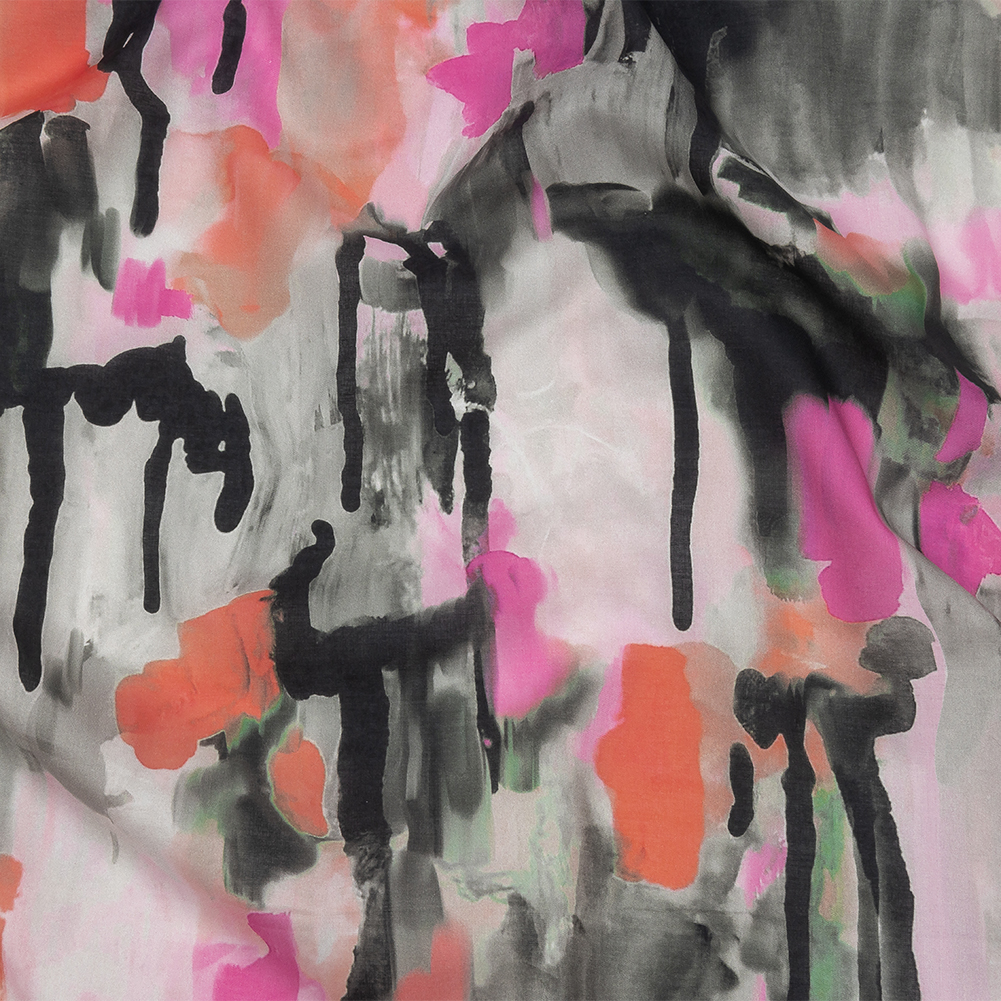Cotton Voile – Pink and Orange Abstract Paint Drips – Painted Aspirations Print – Mood Exclusive Metro Collection Cotton Voile – Pink and Orange Abstract Paint Drips – Painted Aspirations Print – Mood Exclusive Metro Collection