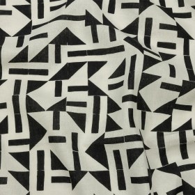 Linen and Rayon Woven – Black and White Geometric – Changing Trains Print – Mood Exclusive Metro Collection Linen and Rayon Woven – Black and White Geometric – Changing Trains Print – Mood Exclusive Metro Collection