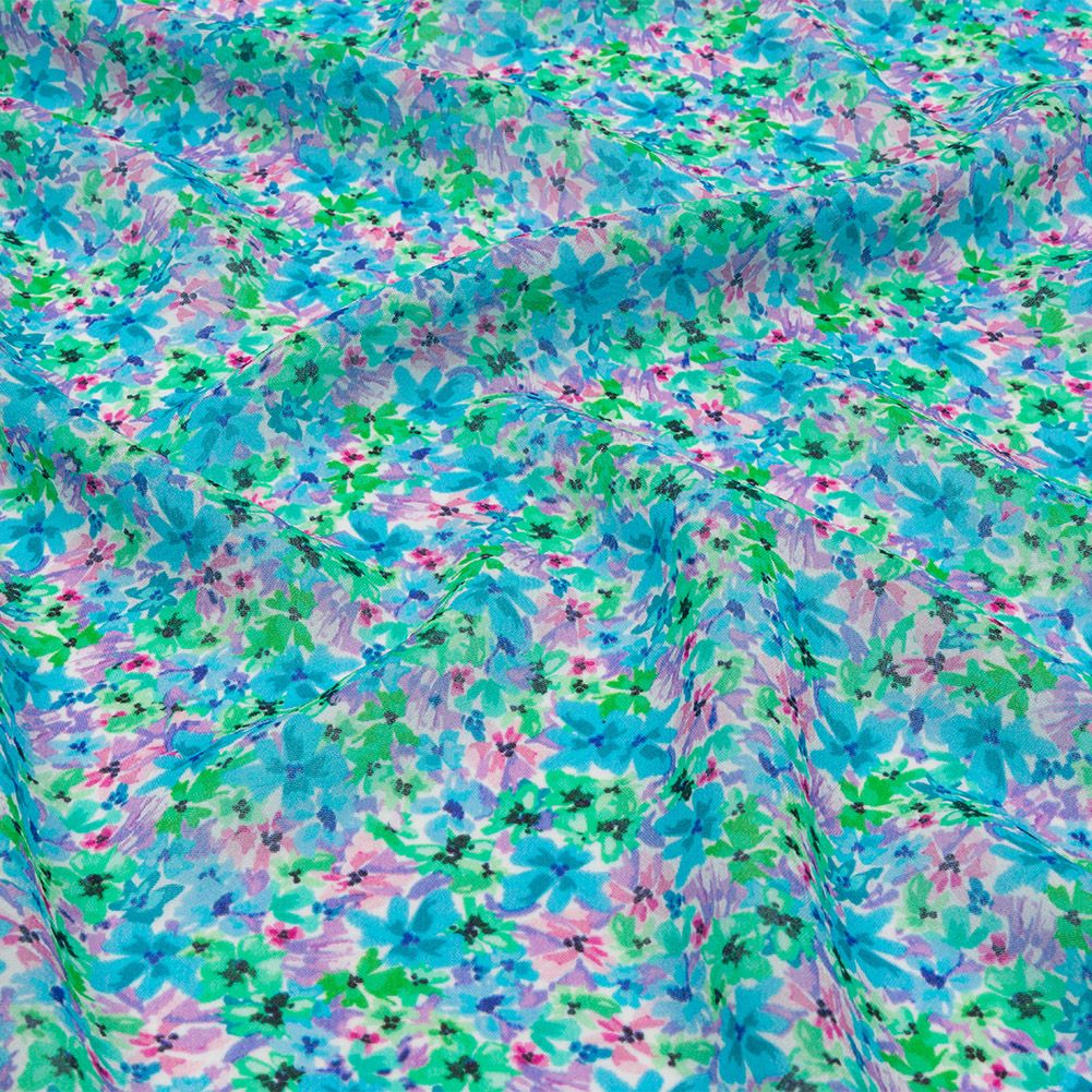 Viscose Georgette – Blue and Purple Floral – Isola Bella Print – Mood Exclusive Secret Garden Collection Viscose Georgette – Blue and Purple Floral – Isola Bella Print – Mood Exclusive Secret Garden Collection