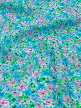 Viscose Georgette – Blue and Purple Floral – Isola Bella Print – Mood Exclusive Secret Garden Collection Viscose Georgette – Blue and Purple Floral – Isola Bella Print – Mood Exclusive Secret Garden Collection