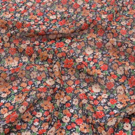 Viscose Georgette – Black and Peach Floral – Poppy Hypnosis Print – Mood Exclusive Secret Garden Collection Viscose Georgette – Black and Peach Floral – Poppy Hypnosis Print – Mood Exclusive Secret Garden Collection
