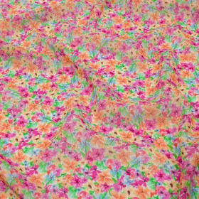 Viscose Georgette – Pink and Orange Floral – Isola Bella Print – Mood Exclusive Secret Garden Collection Viscose Georgette – Pink and Orange Floral – Isola Bella Print – Mood Exclusive Secret Garden Collection