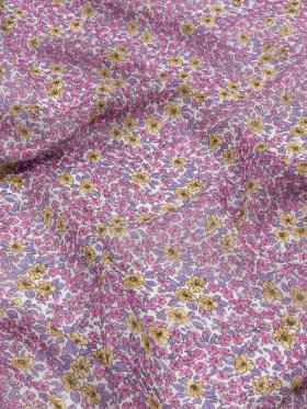 Viscose Georgette – Pink and Yellow Floral – Springtime Saunter Print – Mood Exclusive Secret Garden Collection Viscose Georgette – Pink and Yellow Floral – Springtime Saunter Print – Mood Exclusive Secret Garden Collection
