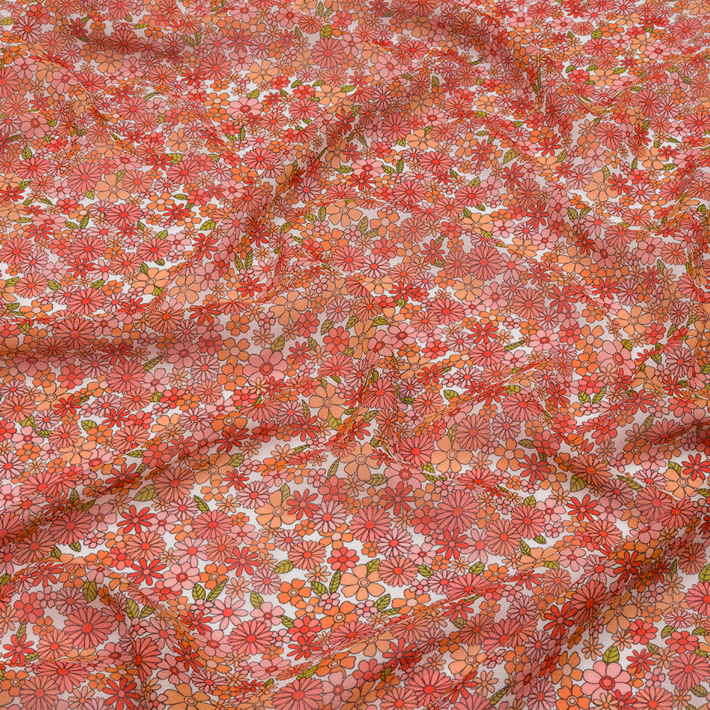 Viscose Georgette – Orange Floral – Strawberry Fields Print – Mood Exclusive Secret Garden Collection Viscose Georgette – Orange Floral – Strawberry Fields Print – Mood Exclusive Secret Garden Collection