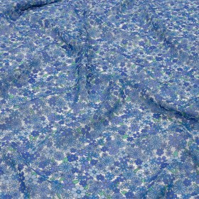 Viscose Georgette – Blue Floral – Strawberry Fields Print – Mood Exclusive Secret Garden Collection Viscose Georgette – Blue Floral – Strawberry Fields Print – Mood Exclusive Secret Garden Collection