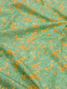Cotton Poplin – Teal and Orange Floral – Dance with the Daffodils Print – Mood Exclusive Secret Garden Collection Cotton Poplin – Teal and Orange Floral – Dance with the Daffodils Print – Mood Exclusive Secret Garden Collection