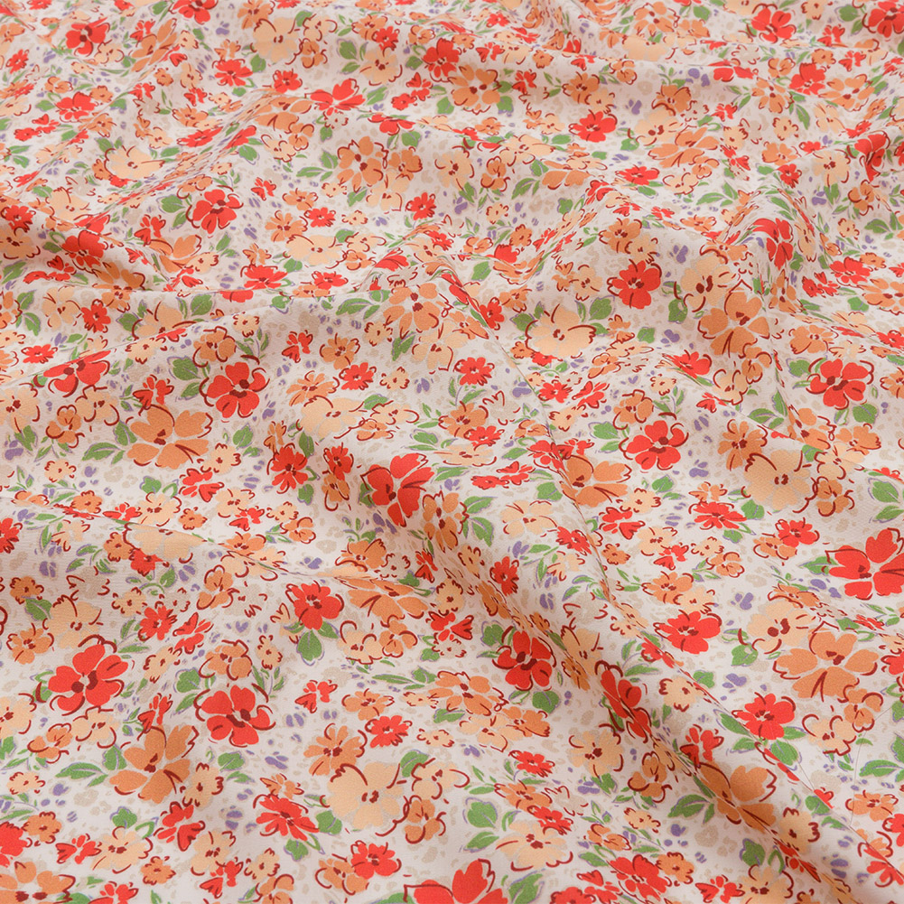 Cotton Poplin – Cream and Peach Floral – Poppy Hypnosis Print – Mood Exclusive Secret Garden Collection Cotton Poplin – Cream and Peach Floral – Poppy Hypnosis Print – Mood Exclusive Secret Garden Collection