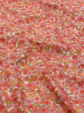 Cotton Poplin – Orange Floral – Strawberry Fields Print – Mood Exclusive Secret Garden Collection Cotton Poplin – Orange Floral – Strawberry Fields Print – Mood Exclusive Secret Garden Collection