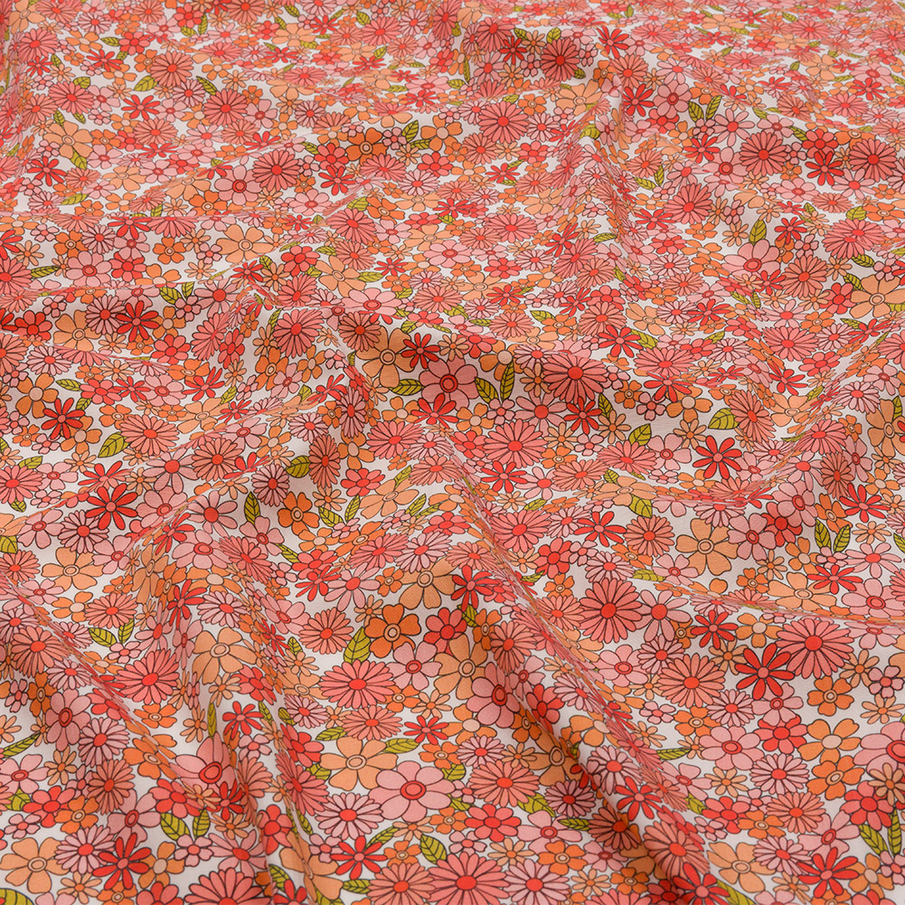 Cotton Poplin – Orange Floral – Strawberry Fields Print – Mood Exclusive Secret Garden Collection Cotton Poplin – Orange Floral – Strawberry Fields Print – Mood Exclusive Secret Garden Collection