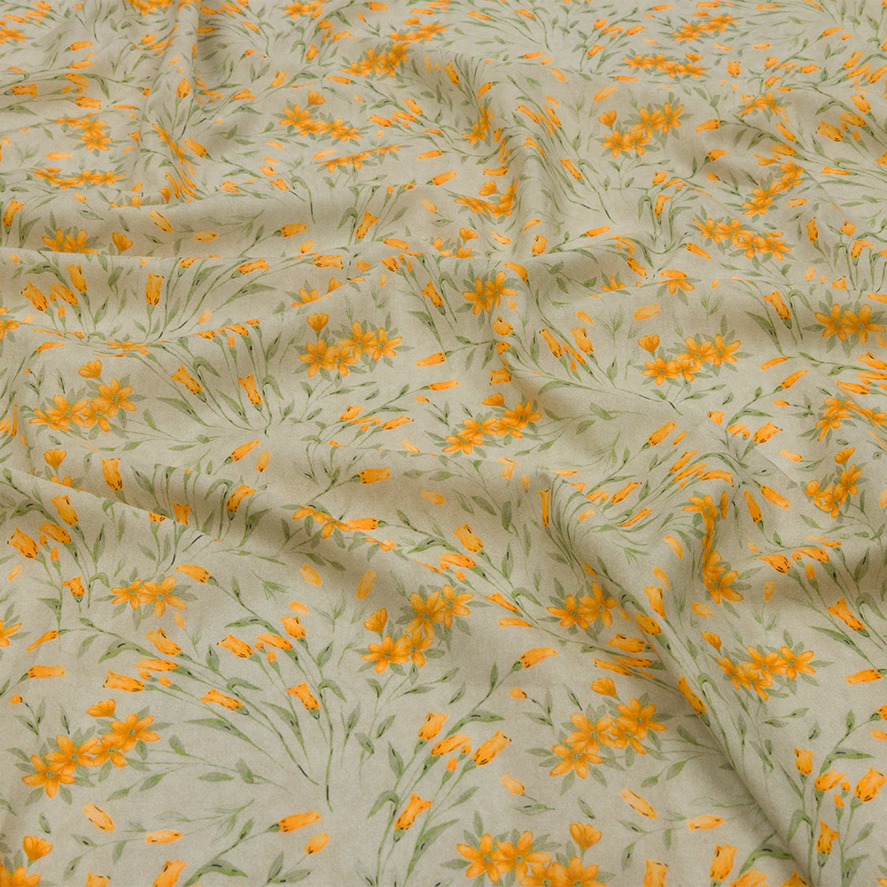 Cotton Voile – Sage and Orange Floral – Dance with the Daffodils Print – Mood Exclusive Secret Garden Collection Cotton Voile – Sage and Orange Floral – Dance with the Daffodils Print – Mood Exclusive Secret Garden Collection