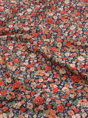 Cotton Voile – Black and Peach Floral – Poppy Hypnosis Print – Mood Exclusive Secret Garden Collection Cotton Voile – Black and Peach Floral – Poppy Hypnosis Print – Mood Exclusive Secret Garden Collection