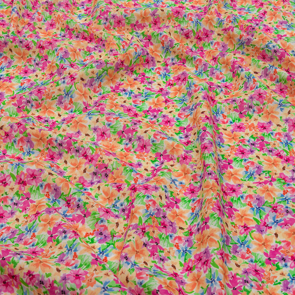 Cotton Voile – Pink and Orange Floral – Isola Bella Print – Mood Exclusive Secret Garden Collection Cotton Voile – Pink and Orange Floral – Isola Bella Print – Mood Exclusive Secret Garden Collection
