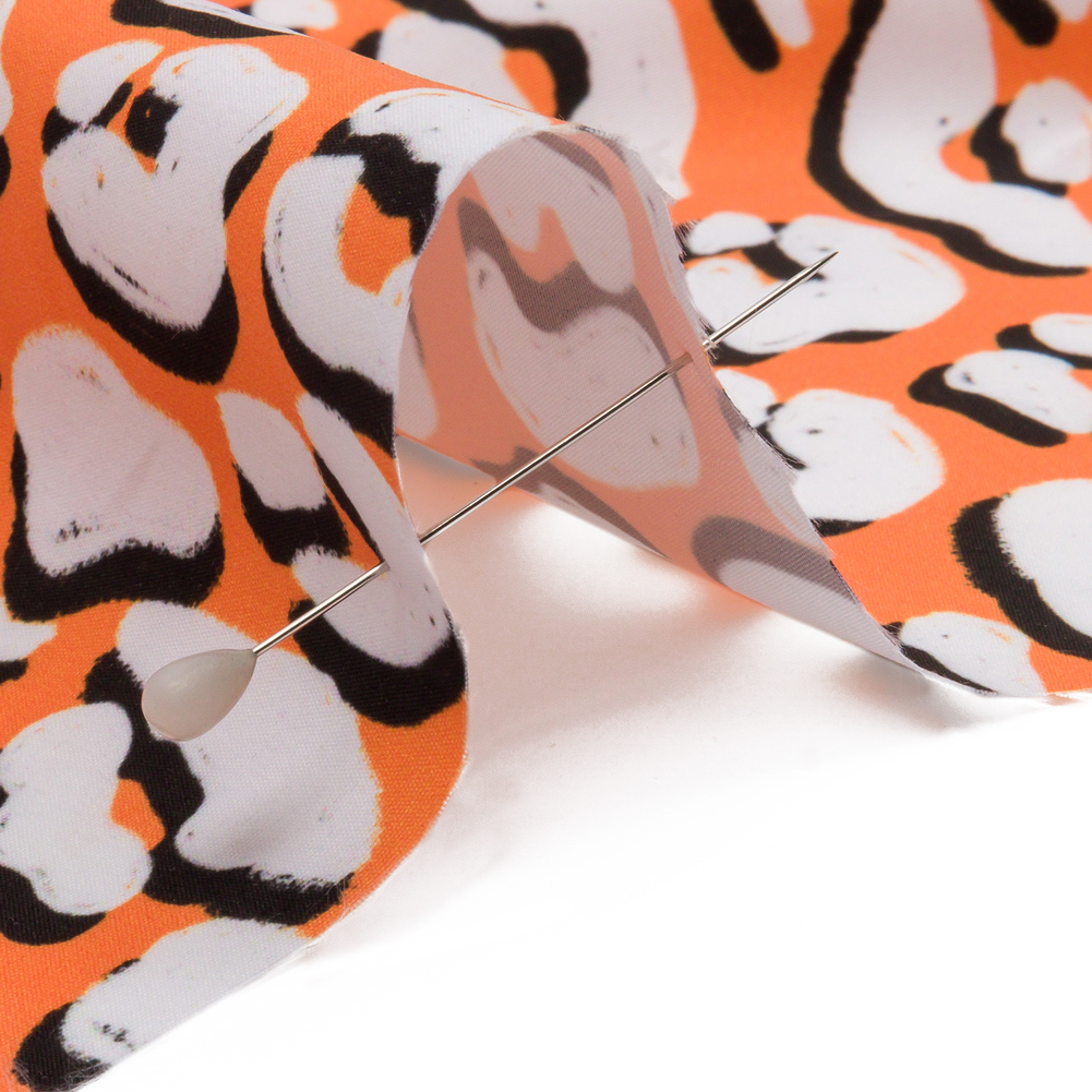 Recycled Polyester Swim Trunk Fabric – Orange and White Animal Spots – Dune Surfing Print – Mood Exclusive Malibu Collection Recycled Polyester Swim Trunk Fabric – Orange and White Animal Spots – Dune Surfing Print – Mood Exclusive Malibu Collection