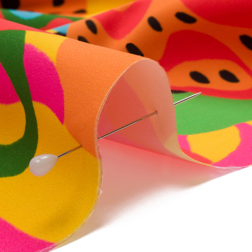 Recycled Polyester Swim Trunk Fabric - Fruit and Flowers - Papaya Fever Print - Mood Exclusive Malibu Collection