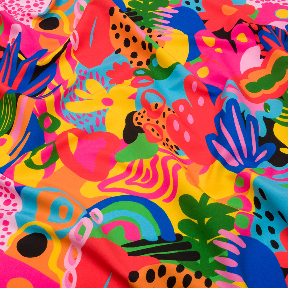 Recycled Polyester Swim Trunk Fabric – Fruit and Flowers – Papaya Fever Print – Mood Exclusive Malibu Collection Recycled Polyester Swim Trunk Fabric – Fruit and Flowers – Papaya Fever Print – Mood Exclusive Malibu Collection