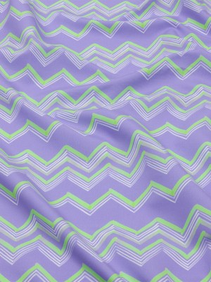 Recycled Polyester Swim Trunk Fabric – Purple and Green Zig Zags – Pacific Periwinkle Print – Mood Exclusive Malibu Collection Recycled Polyester Swim Trunk Fabric – Purple and Green Zig Zags – Pacific Periwinkle Print – Mood Exclusive Malibu Collection