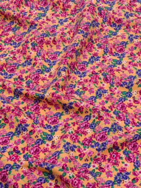 Recycled Polyester Swim Trunk Fabric – Peach and Pink Floral – Peony Paradise Print – Mood Exclusive Malibu Collection Recycled Polyester Swim Trunk Fabric – Peach and Pink Floral – Peony Paradise Print – Mood Exclusive Malibu Collection