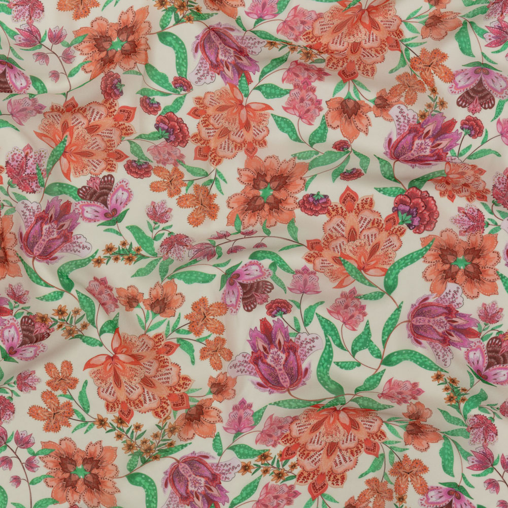 Viscose Georgette – Pink and Orange Floral – Lennox Estate Print – Mood Exclusive Gisele Collection Viscose Georgette – Pink and Orange Floral – Lennox Estate Print – Mood Exclusive Gisele Collection
