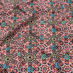 Recycled Polyester Swim Trunk Fabric – Orange and Green Kaleidoscope Geometric – Marmalade Skies Print – Mood Exclusive Malibu Collection Recycled Polyester Swim Trunk Fabric – Orange and Green Kaleidoscope Geometric – Marmalade Skies Print – Mood Exclusive Malibu Collection