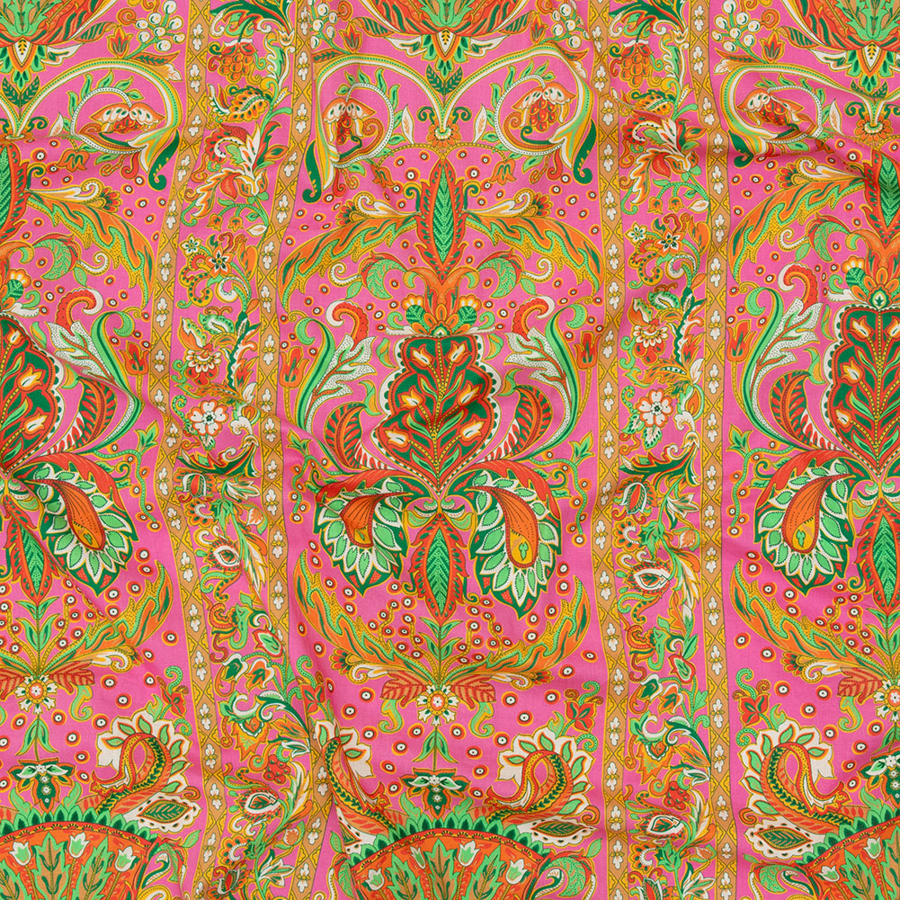 Cotton Voile – Pink Floral Paisley Stripes – Locust Lily Print – Mood Exclusive Gisele Collection Cotton Voile – Pink Floral Paisley Stripes – Locust Lily Print – Mood Exclusive Gisele Collection