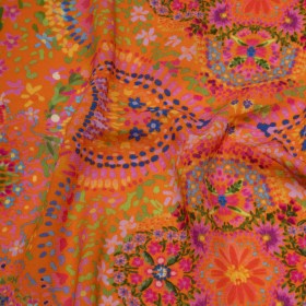 Sustainable Viscose Crepe – Orange Paisley – Amsterdam Market Print – Mood Exclusive Gisele Collection Sustainable Viscose Crepe – Orange Paisley – Amsterdam Market Print – Mood Exclusive Gisele Collection