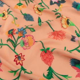 Sustainable Viscose Crepe – Peach Floral Vines – Sherbert Shandy Print – Mood Exclusive Gisele Collection Sustainable Viscose Crepe – Peach Floral Vines – Sherbert Shandy Print – Mood Exclusive Gisele Collection