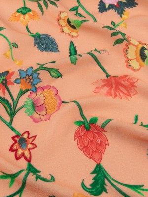 Sustainable Viscose Crepe – Peach Floral Vines – Sherbert Shandy Print – Mood Exclusive Gisele Collection Sustainable Viscose Crepe – Peach Floral Vines – Sherbert Shandy Print – Mood Exclusive Gisele Collection