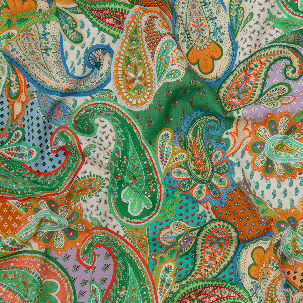 Cotton Voile – Green and Orange Paisley – Dragonfly Inn Print – Mood Exclusive Gisele Collection Cotton Voile – Green and Orange Paisley – Dragonfly Inn Print – Mood Exclusive Gisele Collection