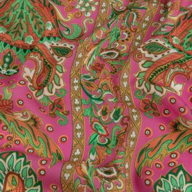 Sustainable Viscose Crepe – Pink Floral Paisley Stripes – Locust Lily Print – Mood Exclusive Gisele Collection Sustainable Viscose Crepe – Pink Floral Paisley Stripes – Locust Lily Print – Mood Exclusive Gisele Collection