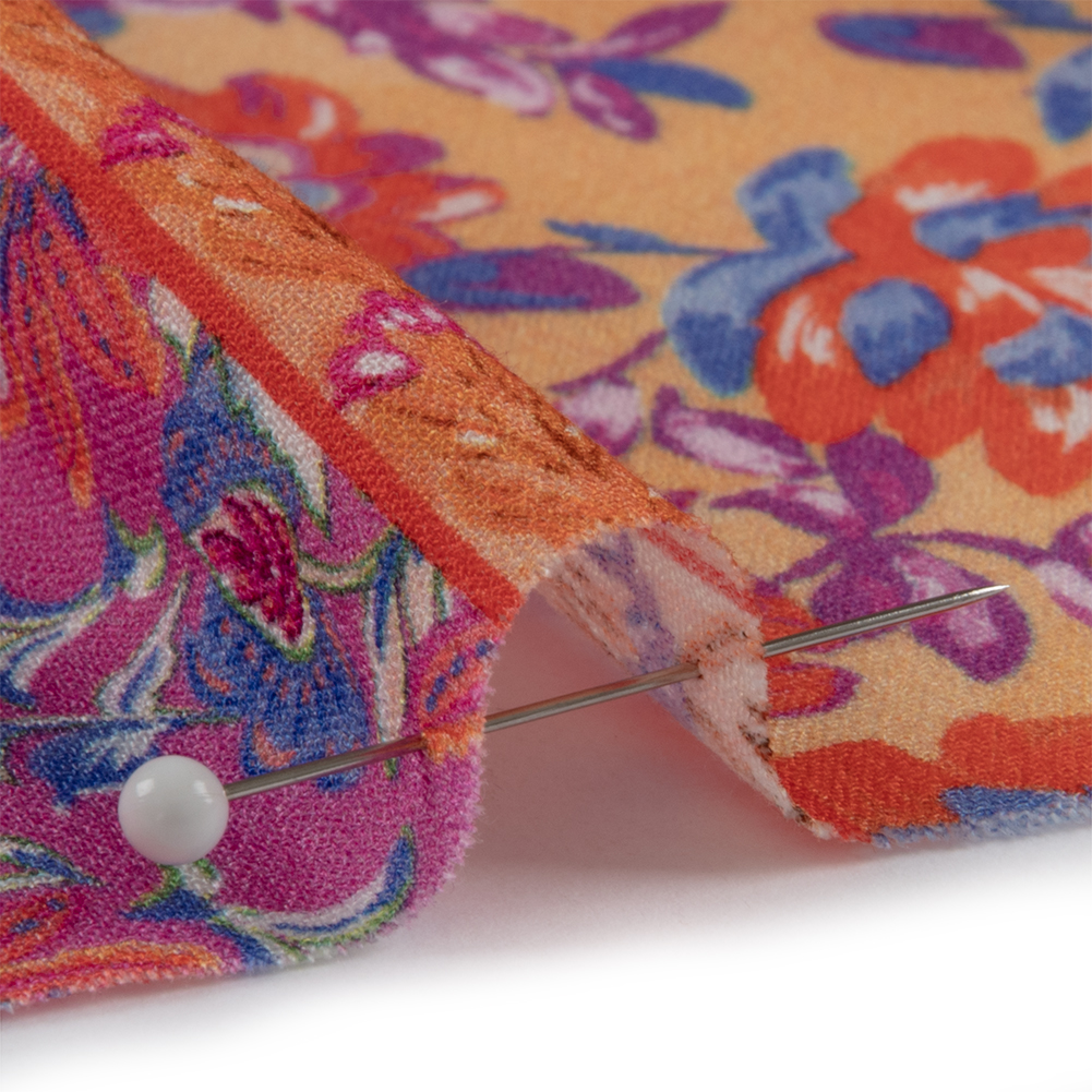 Sustainable Viscose Crepe – Pink and Orange Floral Stripes – Darling Clementine Print – Mood Exclusive Gisele Collection Sustainable Viscose Crepe – Pink and Orange Floral Stripes – Darling Clementine Print – Mood Exclusive Gisele Collection