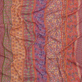 Sustainable Viscose Crepe – Pink and Orange Floral Stripes – Darling Clementine Print – Mood Exclusive Gisele Collection Sustainable Viscose Crepe – Pink and Orange Floral Stripes – Darling Clementine Print – Mood Exclusive Gisele Collection