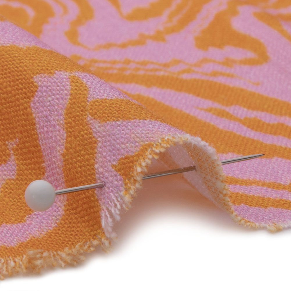 Viscose and Linen Woven - Pink and Orange Animal Stripes - Saffron River Print - Mood Exclusive Gisele Collection