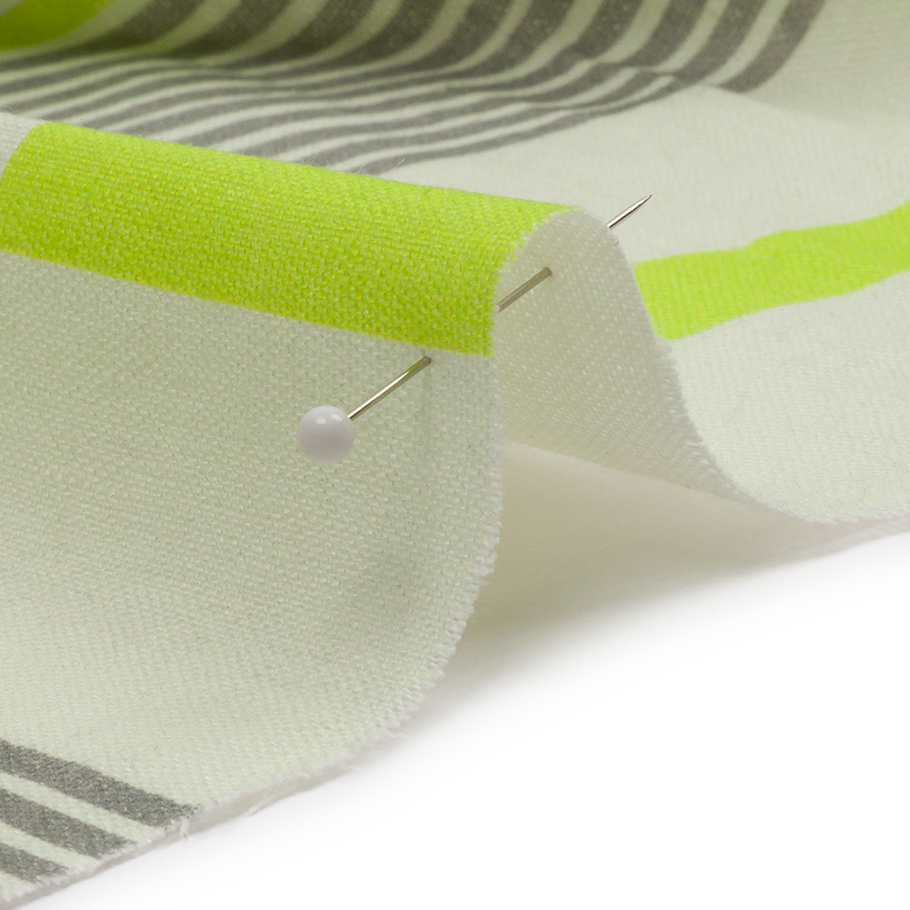 Linen and Rayon Woven Panel - Gray and Lime Concentric Squares - On the Rocks Print - Mood Exclusive Palm Beach Collection