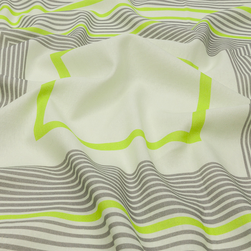 Linen and Rayon Woven Panel – Gray and Lime Concentric Squares – On the Rocks Print – Mood Exclusive Palm Beach Collection Linen and Rayon Woven Panel – Gray and Lime Concentric Squares – On the Rocks Print – Mood Exclusive Palm Beach Collection