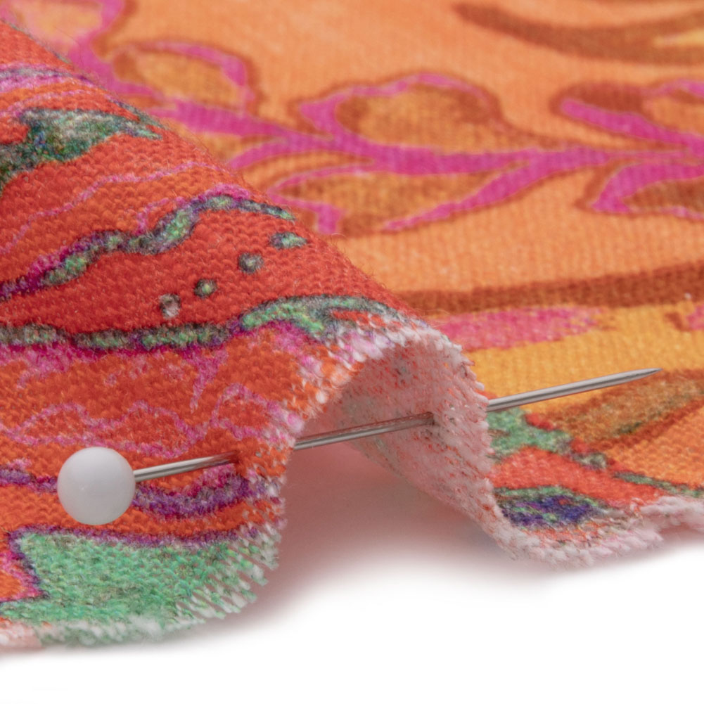 Viscose and Linen Woven - Orange Patchwork Paisley - Pastel Patina Print - Mood Exclusive Gisele Collection