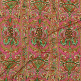 Viscose and Linen Woven – Pink Floral Paisley Stripes – Locust Lily Print – Mood Exclusive Gisele Collection Viscose and Linen Woven – Pink Floral Paisley Stripes – Locust Lily Print – Mood Exclusive Gisele Collection