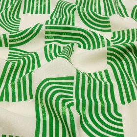 Linen and Rayon Woven – Green Geometric Arches – Submarine Dream Print – Mood Exclusive Palm Beach Collection Linen and Rayon Woven – Green Geometric Arches – Submarine Dream Print – Mood Exclusive Palm Beach Collection