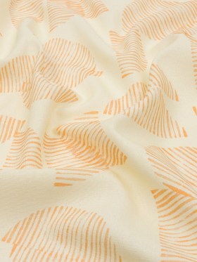 Linen and Rayon Woven – White and Orange Striped Circles – Island In The Sun Print – Mood Exclusive Palm Beach Collection Linen and Rayon Woven – White and Orange Striped Circles – Island In The Sun Print – Mood Exclusive Palm Beach Collection