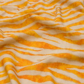 Linen and Rayon Woven – Beige and Orange Zebra Stripes – Sundown Safari Print – Mood Exclusive Palm Beach Collection Linen and Rayon Woven – Beige and Orange Zebra Stripes – Sundown Safari Print – Mood Exclusive Palm Beach Collection
