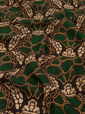 Linen and Rayon Woven – Green and Brown Abstracted Turtles – Turtle Cove Print – Mood Exclusive Palm Beach Collection Linen and Rayon Woven – Green and Brown Abstracted Turtles – Turtle Cove Print – Mood Exclusive Palm Beach Collection